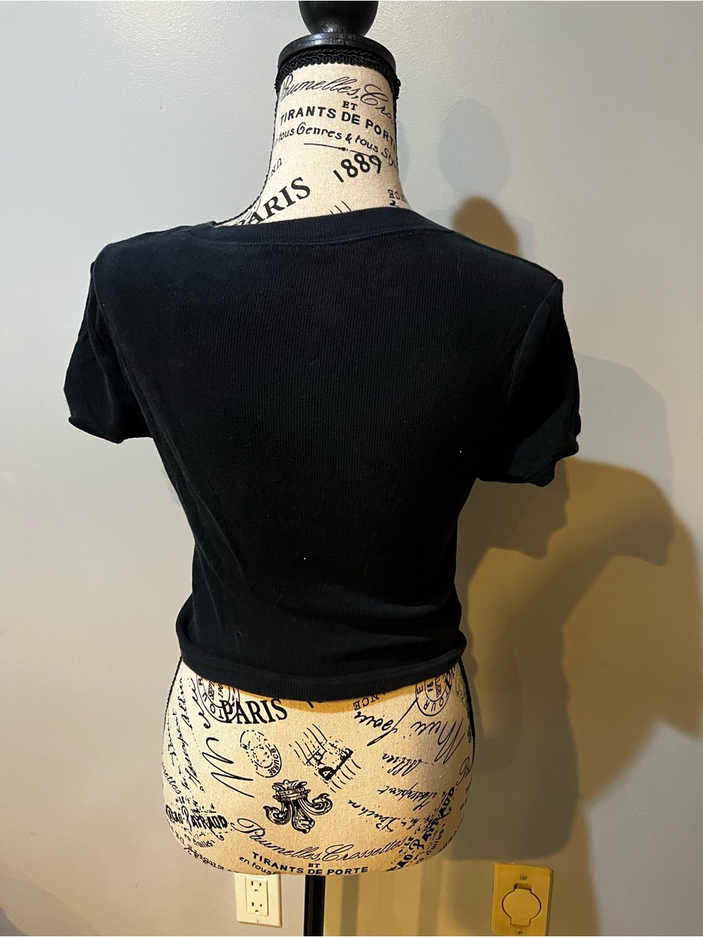 PLAYBOY Black Rhinestone Script Crop Tee - Picture 2 of 3